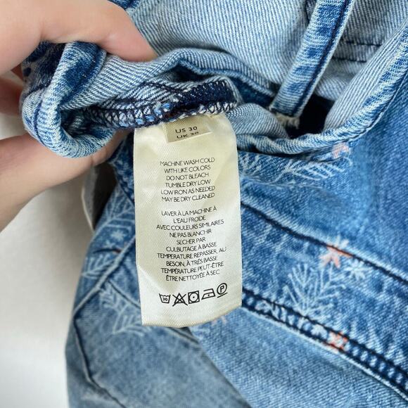ANTHROPOLOGIE Pilcro Painters Denim Overalls Floral Shabby Chic Size 30 NWT New - Picture 12 of 13